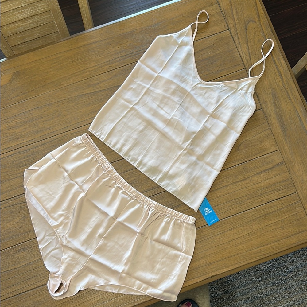 Elegant light blush tie back Sleepwear Set